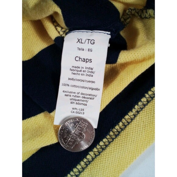 Men's Chaps Short Sleeve Yellow/Blue Stripes Size XL Polo Shirt - Picture 3 of 10